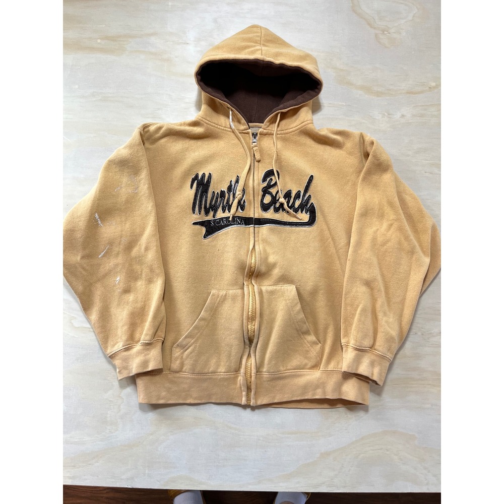 Exist Myrtle Beach South Carolina Full Zip Hoodie Yellow Mens Size M Boxy fit
